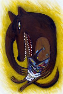 Illustratie voor Roodkapje: De Wolf, door Patrizia La Porta