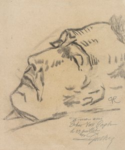 Vincent van Gogh op zijn sterfbed, tekening van Paul Ferdinand van Ryssel door Paul  Gachet