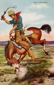 Cowboy op bokkend paard door Paul (after) Gredo