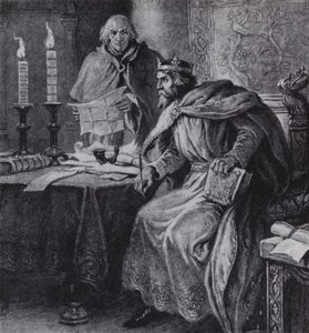 Alfred de Grote, koning van Wessex, en zijn kaarsklokken door Paul (after) Hardy