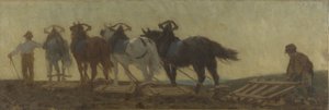Geschiedenis van het graan: ploegen, zaaien, eggen: Schets voor de tekensaal van de school aan de rue Dombasle door Paul Albert Baudouin