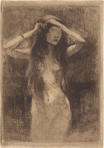 Naakt Meisje Kam Haar Haar, 1887 door Paul Albert Besnard