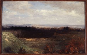 Uitzicht op Bois de Boulogne vanaf Boulevard Suchet, circa 1860