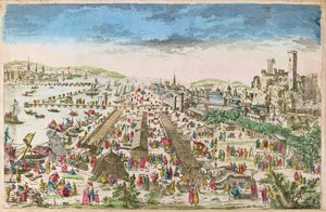 De kermis van Beaucaire en een uitzicht op Tarascon door Paul André Basset