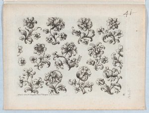 Serie van Kleine Bloemenmotieven, Plaat 6, ca. 1670-85 door Paul Androuet Du Cerceau