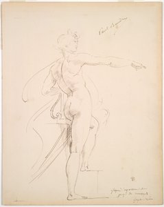 Studie van Apollo voor Marsyas (recto); Gezicht in profiel (verso) door Paul Baudry