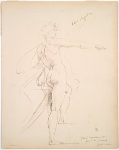 Studie van Apollo voor Marsyas recto, Gezicht in profiel verso door Paul Baudry