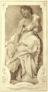 Terpsichore, muze van de koordans (fotogravure) door Paul Baudry