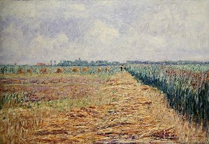 Een Vlak Nederlands Landschap onder een Zomerhemel met Heldere Witte Wolken, ca. 1890 door Paul Baum