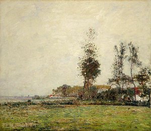 Holland, Landschap met Bomen en Huizen door Paul Baum