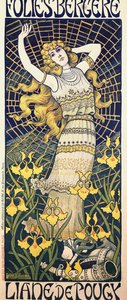 Poster voor show van danseres Liane de Pougy bij Folies Bergere, Parijs door Paul Berthon