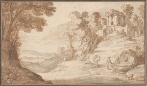 Klassiek Landschap met een Fontein