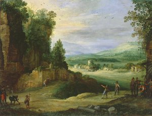 Landschap met mannen die „Mail à la Chicane” spelen