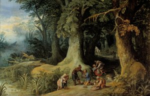 Wapenaanval in een bos door Paul Bril