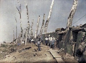 De Franse linie bij Het Sas in een gebied dat is verwoest door artillerievuur, België, 10 september 1917 door Paul Castelnau