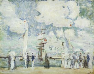Haveningang bij Deauville door Paul Cesar Helleu