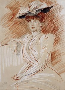 Madame Helleu met hoed door Paul Cesar Helleu