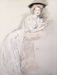 Portret van Miss Taylor Leunend op een Tafel