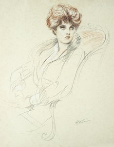 Portret van een dame, zittend door Paul Cesar Helleu