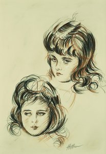 Twee studies van Ellen, de dochter van de kunstenaar door Paul Cesar Helleu