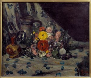 Boeket met gele dahlia door Paul Cézanne