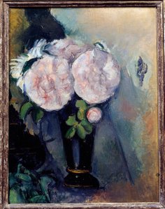 Bloemen in een blauwe vaas Schilderij door Paul Cézanne (1839-1906) 19e eeuw Parijs, Musée de l