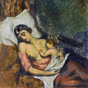 Hortense die Paul borstvoeding geeft