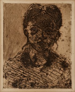 Meisjeshoofd (Gravure door Paul Cezanne, Ets, Musee Granet, Aix En Provence)