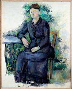 Portret van Madame Cezanne in een tuin door Paul Cézanne