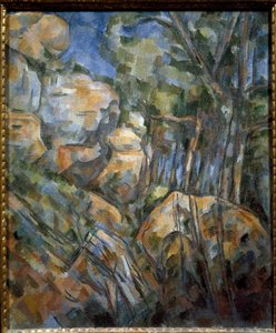 Rotsen bij de grotten boven Chateau Noir door Paul Cézanne