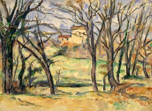 Bomen en huizen bij de Jas de Bouffan door Paul Cézanne