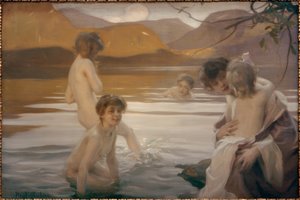 Eerste Bad door Paul Chabas
