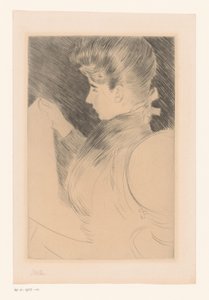 Portret van een onbekende lezende vrouw door Paul César Helleu (signed by artist)