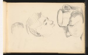 Een Hoofd, een Beker en een Broodje door Paul Cézanne