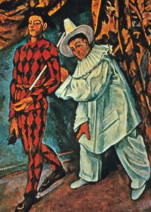 Arlequin en Pierrot, 1888 door Paul Cézanne