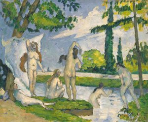 Badhuisgangers, 1874-75 door Paul Cézanne