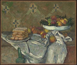 Compotier et assiette de biscuits, c.1877 door Paul Cézanne