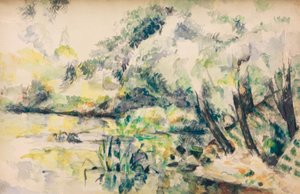 Moerassig water (bij Melun?) door Paul Cézanne