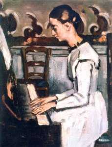 Meisje aan de Piano, De Ouverture tot Tannhäuser, (detail), 1868 door Paul Cézanne