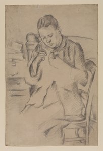 Hortense Fiquet, Madame Cezanne, naait, c.1880 (potlood op papier)