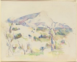 Mont Sainte-Victoire, uitzicht op Lauves door Paul Cézanne
