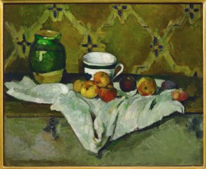 Stilleven (Aardewerk, kopje en fruit)