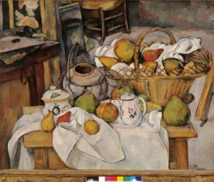 Stilleven met Mand of De Keukentafel door Paul Cézanne