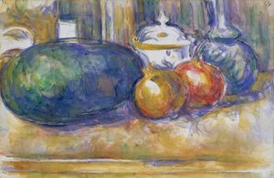 Stilleven met een watermeloen en granaatappels door Paul Cézanne