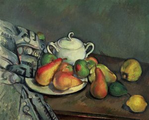 Stilleven met suikerpot en fruit