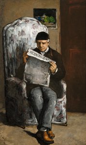 De vader van de kunstenaar leest "L