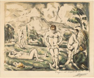 De baders (grote plaat) door Paul Cézanne