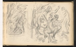 Twee studies voor "Het oordeel van Parijs" of "De verliefde herder" door Paul Cézanne