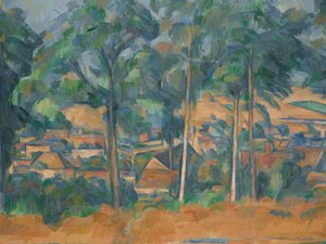 Dorp achter bomen (Mariniers), ca.1898 (olieverf op doek) door Paul Cézanne
