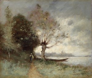 Oever van de Loire bij Chouze door Paul Desire Trouillebert